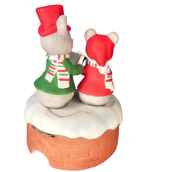 Vintage Lefton Christmas Music Box Mice Carolers Friskey Friends 1984 - Picture 4 of 11